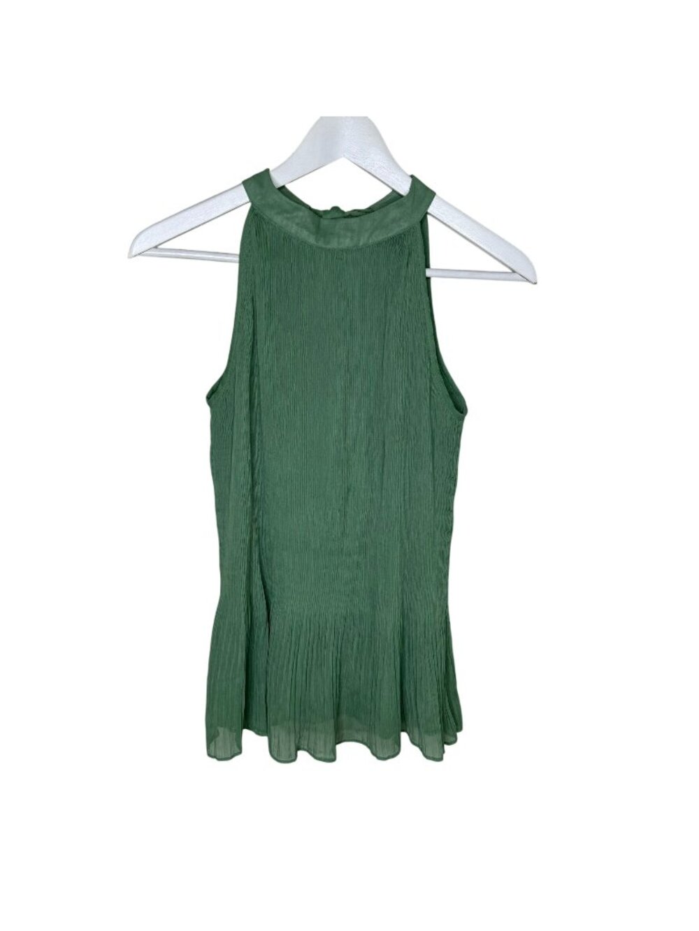 Sioni Seafoam Green Mini Pleated Peplum Halter Top, Going Out Top, Size Small
